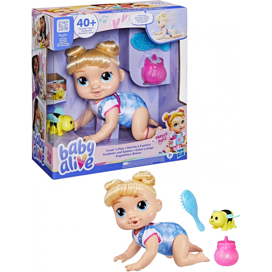 Інтерактивна Лялька Бебі Елайв Повзає Baby Alive Crawl 'n Play Harper Hugs Hasbro F9709