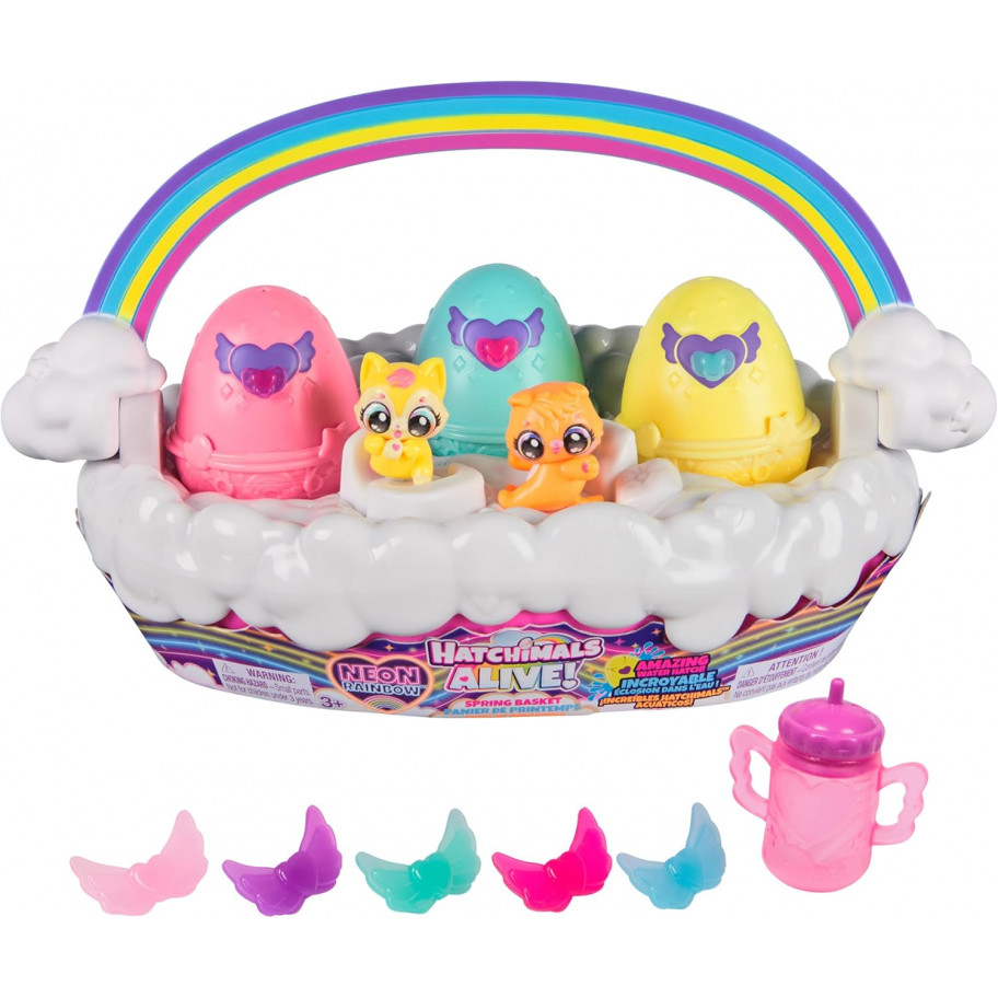Фігурки Хетчімалс Неоновий Райдужний Весняний Кошик Hatchimals Alive Neon Rainbow Basket Spin Master 6072741