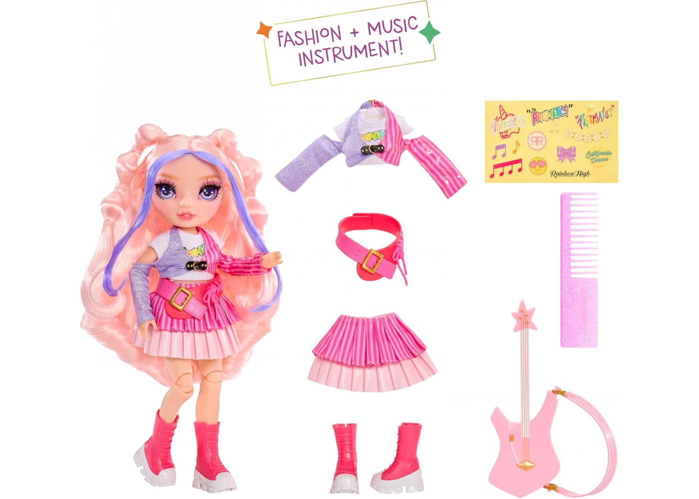 Кукла Реинбоу Хай Белла с Гитарой Рок-группа Rainbow High Jr High Rock Band Bella with Guitar MGA 565659