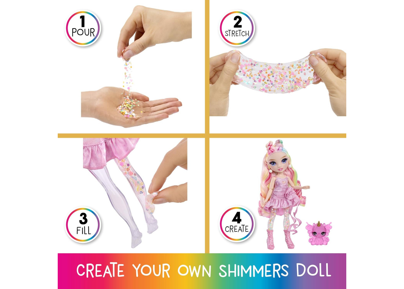 Кукла Реинбоу Хай Белла со Слаймом и Питомцем Розовое Сияние Rainbow High Shimmers with Slime Bella MGA 543701