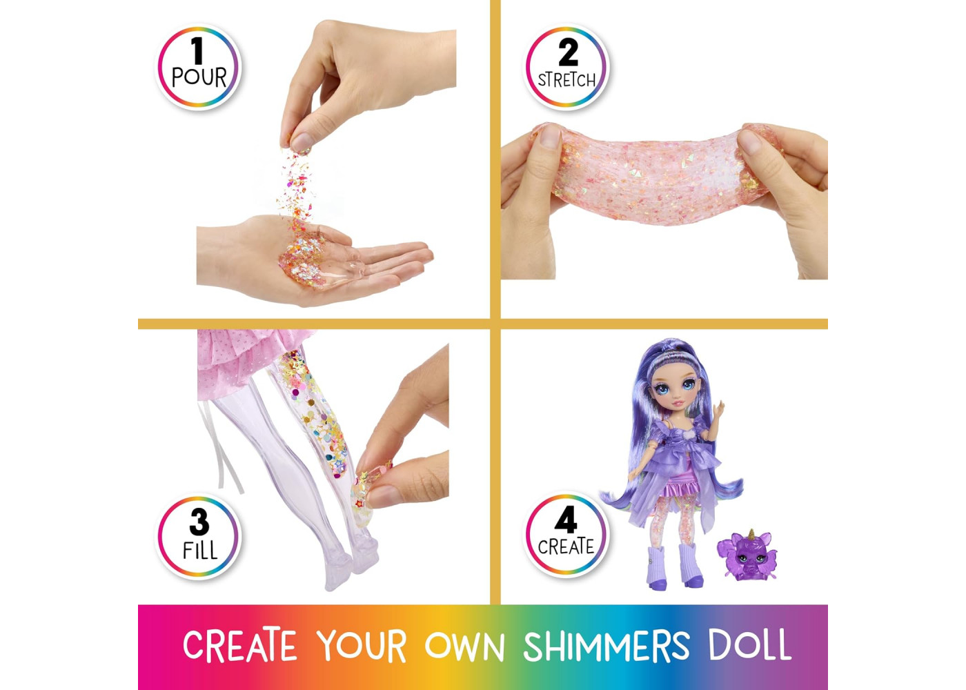 Кукла Реинбоу Хай Виолетта со Слаймом и Питомцем Мерцания Rainbow High Shimmers with Slime Bella MGA 543787