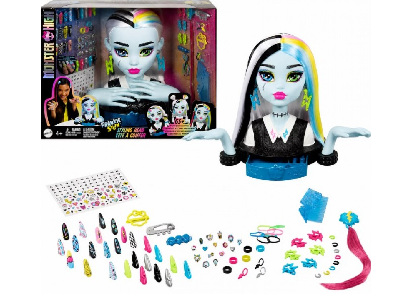 Манекен Монстер Хай Фрэнки Штейн для Стайлинга (Уценка) Monster High Frankie Stein Head for Hairstyling Mattel BHRP71
