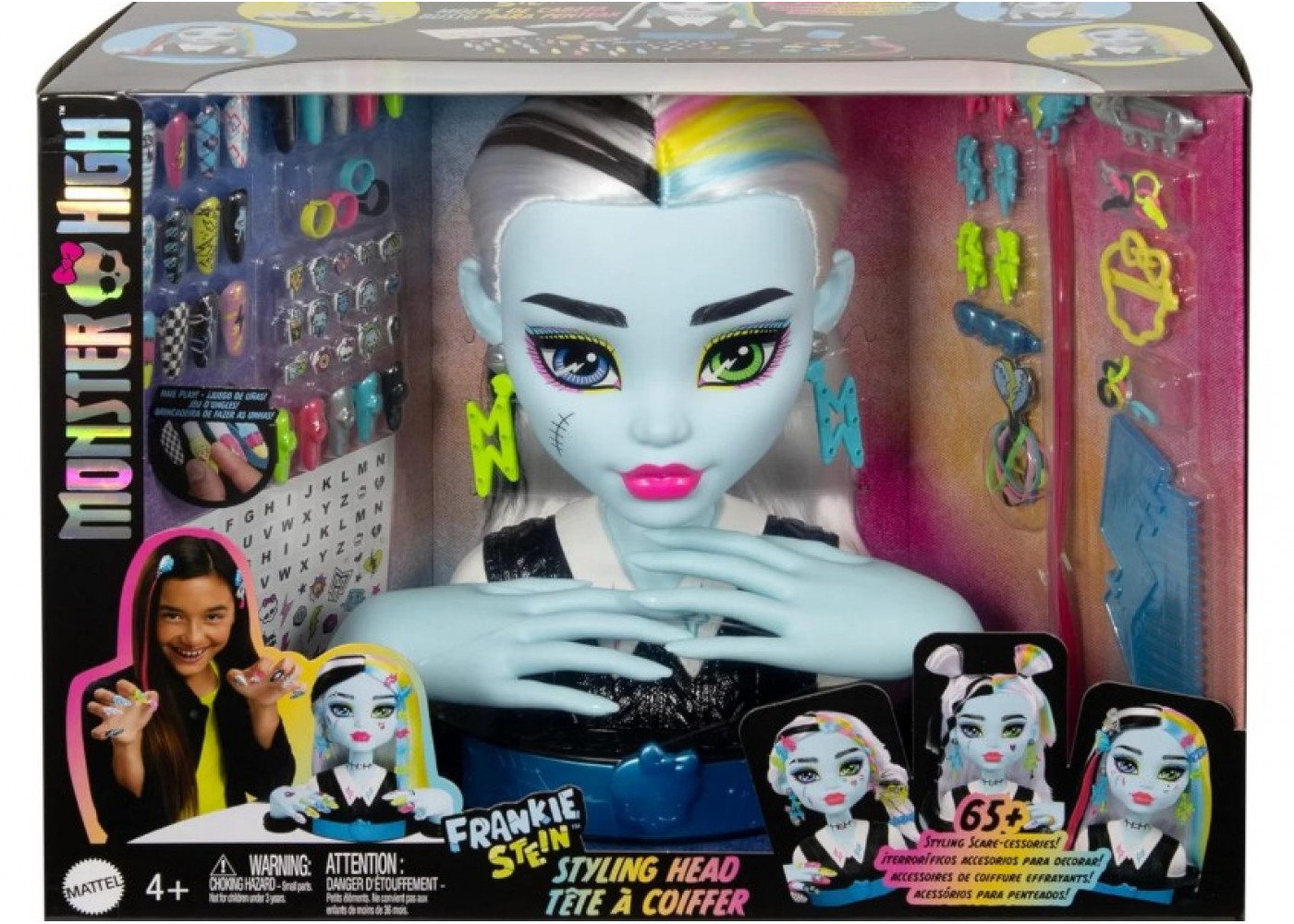 Манекен Монстер Хай Фрэнки Штейн для Стайлинга (Уценка) Monster High Frankie Stein Head for Hairstyling Mattel BHRP71