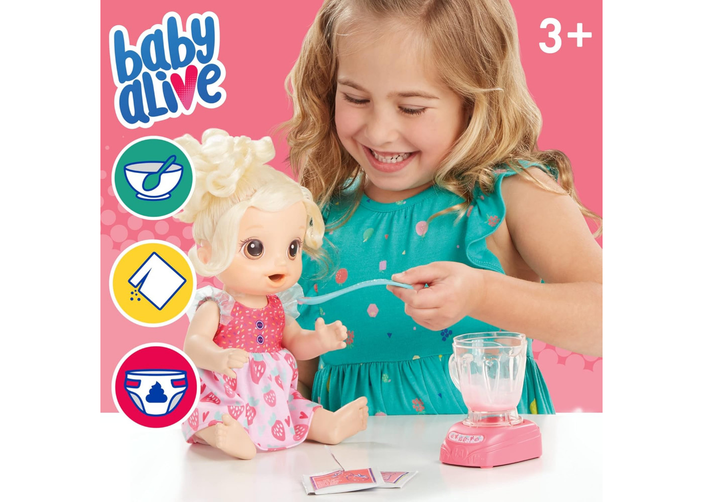 Лялька Бебі Елайв Магічний Міксер Полуничний Коктейль Baby Alive Magical Mixer Strawberry Shake Hasbro E6943