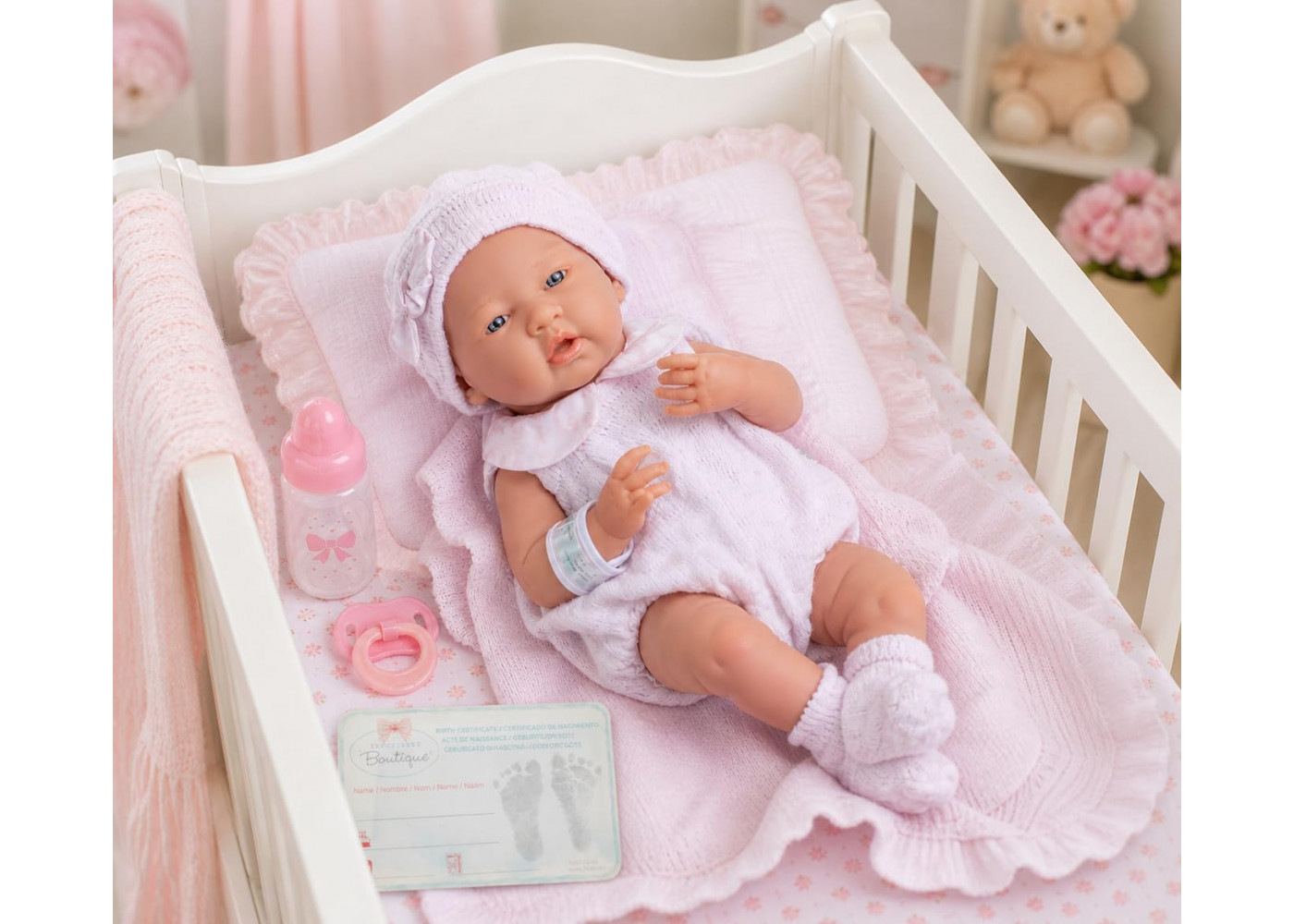Реалістична Лялька Реборн Дівчинка 38 см La Newborn Pretty in Pink Berenguer Boutique JC Toys 18053