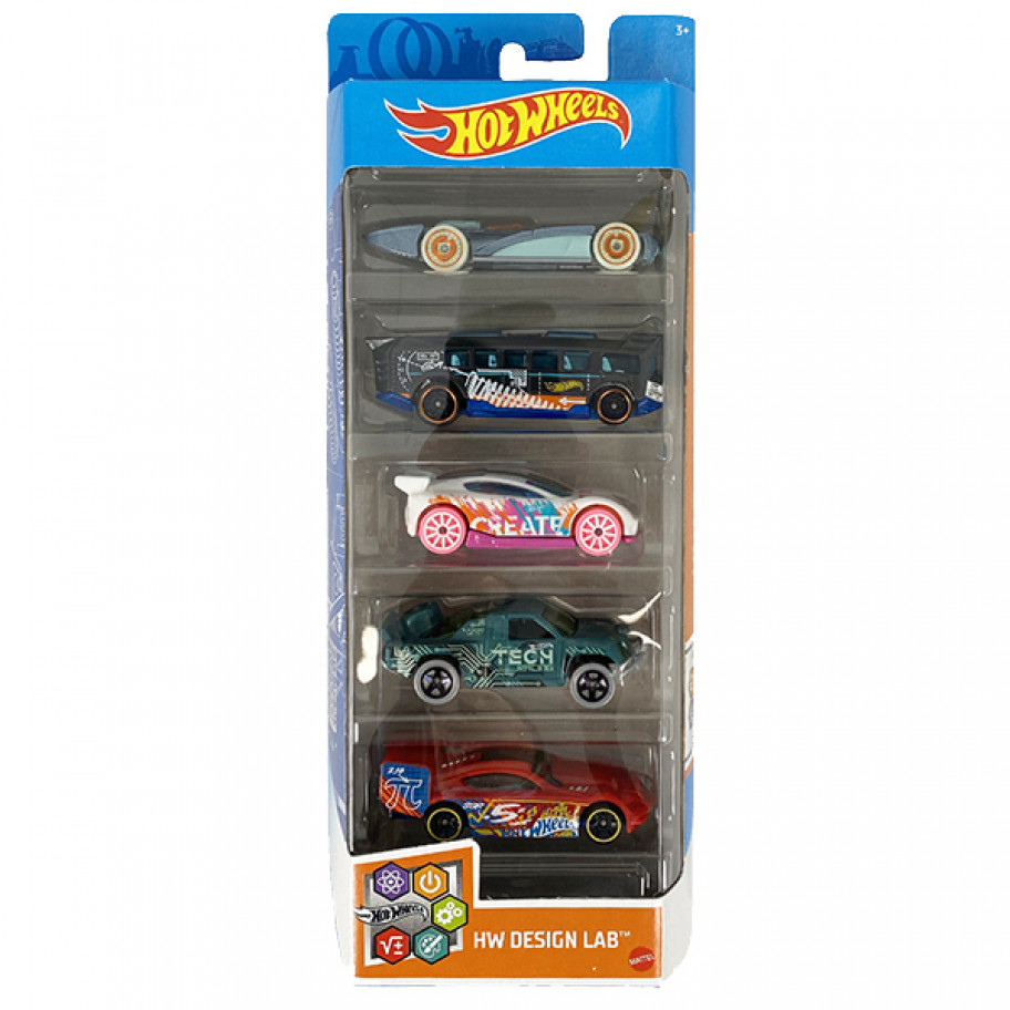 Набор из 5 машинок Хот Вилс Лаборатория Дизайна Hot Wheels Design Lab Mattel GTN34