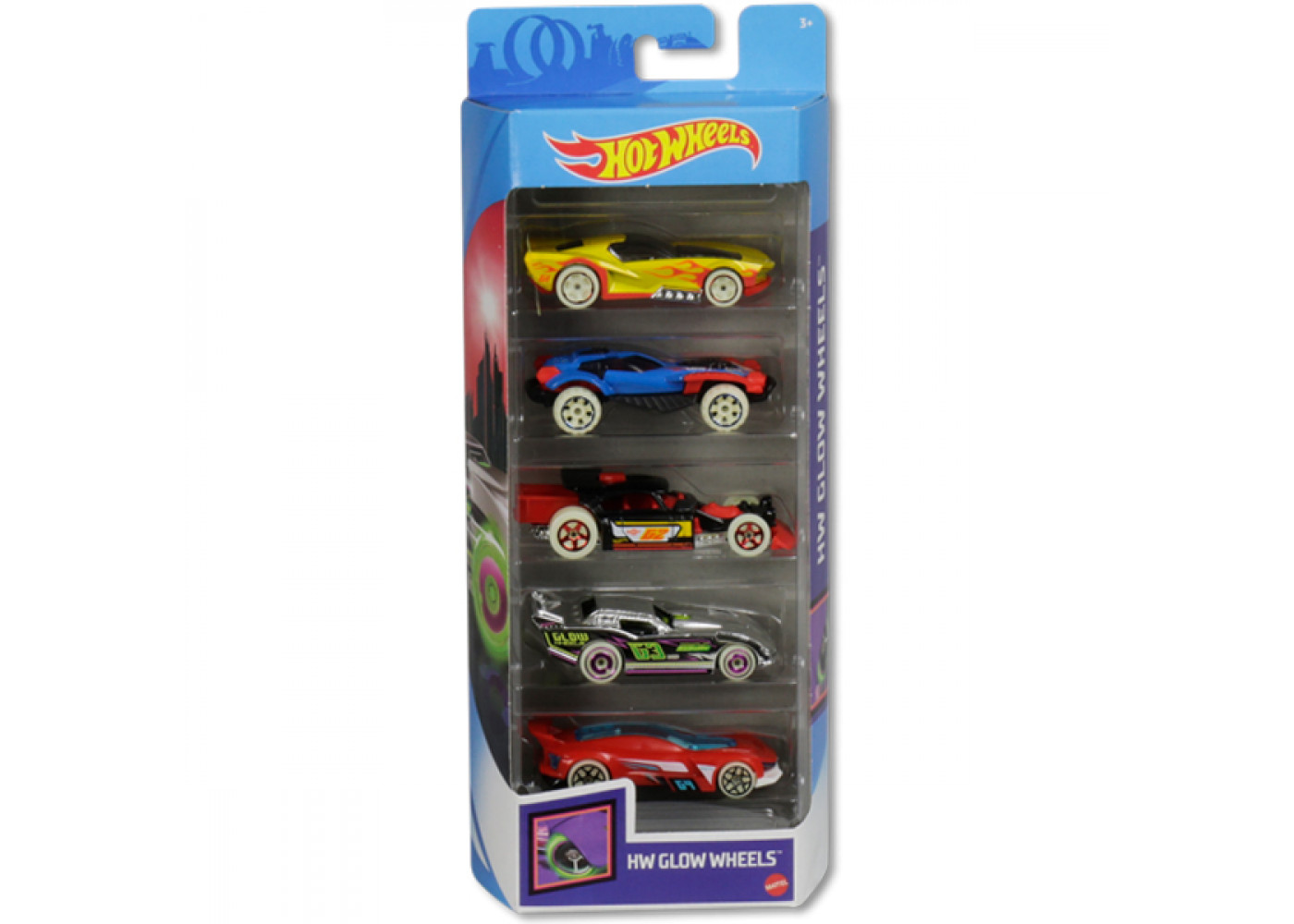 Набор из 5 машинок Хот Вилс Светящиеся Колеса Hot Wheels Glow Wheels GHP65