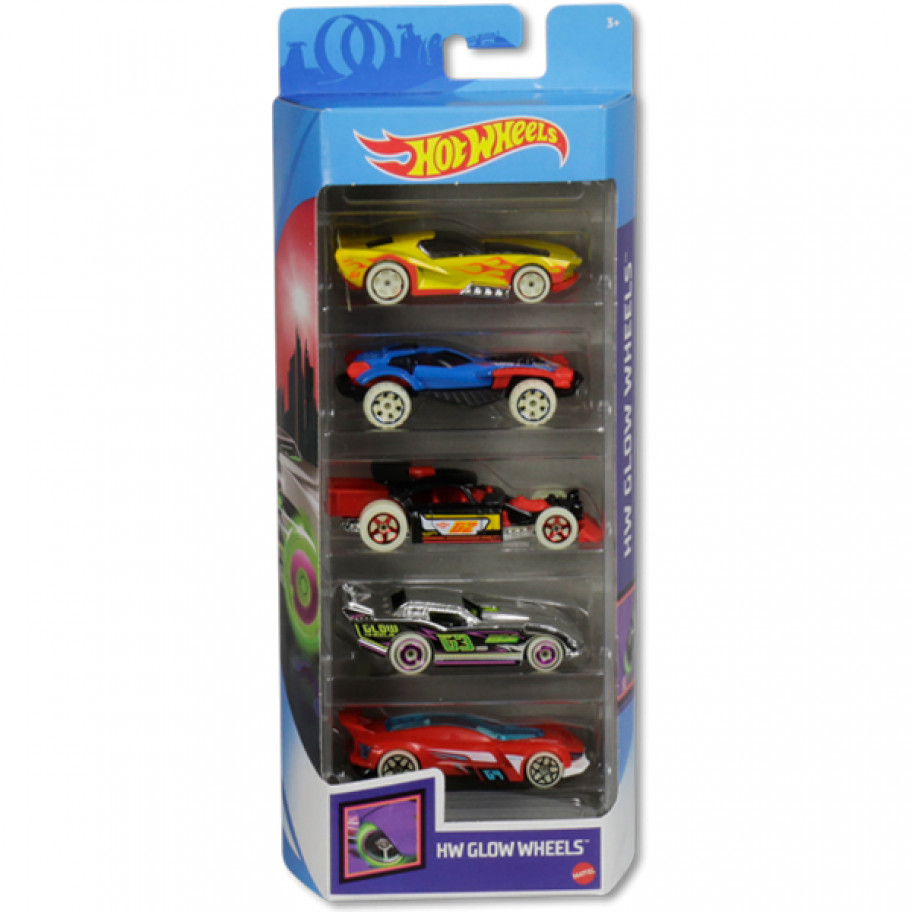 Набор из 5 машинок Хот Вилс Светящиеся Колеса Hot Wheels Glow Wheels GHP65