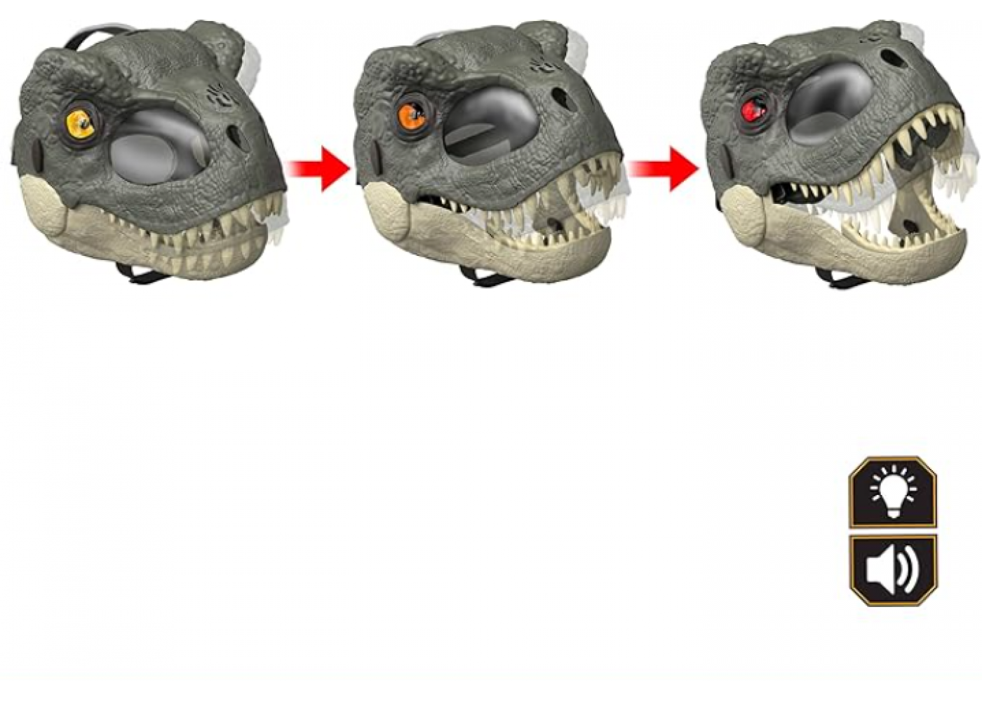 Маска Динозавр Тираннозавр Рекс с движимой челюстью звук и свет Jurassic World T-Rex Rage N Roar Mattel JGW41