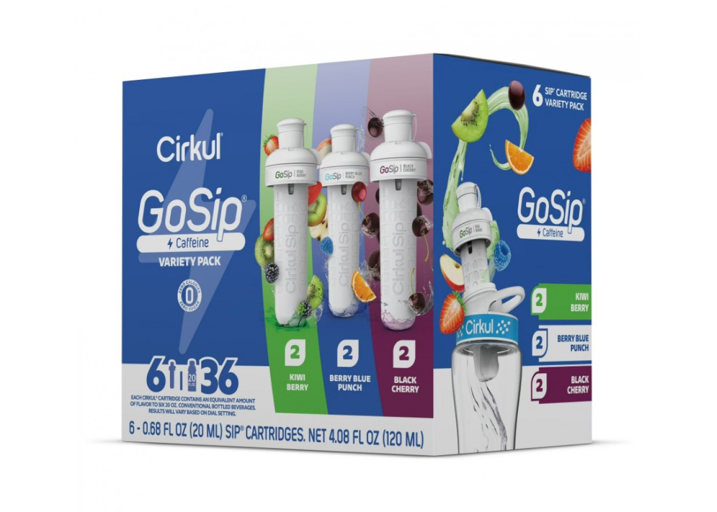 Картридж Cirkul 6 шт Вкус Киви-Ягоды, Ягодный Пунш, Вишня GoSip Flavor Cartridgewith Caffeine Cirkul 41229