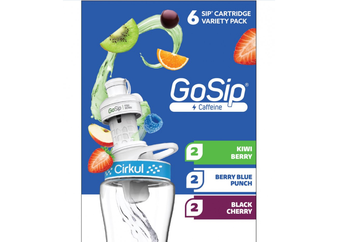 Картридж Cirkul 6 шт Вкус Киви-Ягоды, Ягодный Пунш, Вишня GoSip Flavor Cartridgewith Caffeine Cirkul 41229