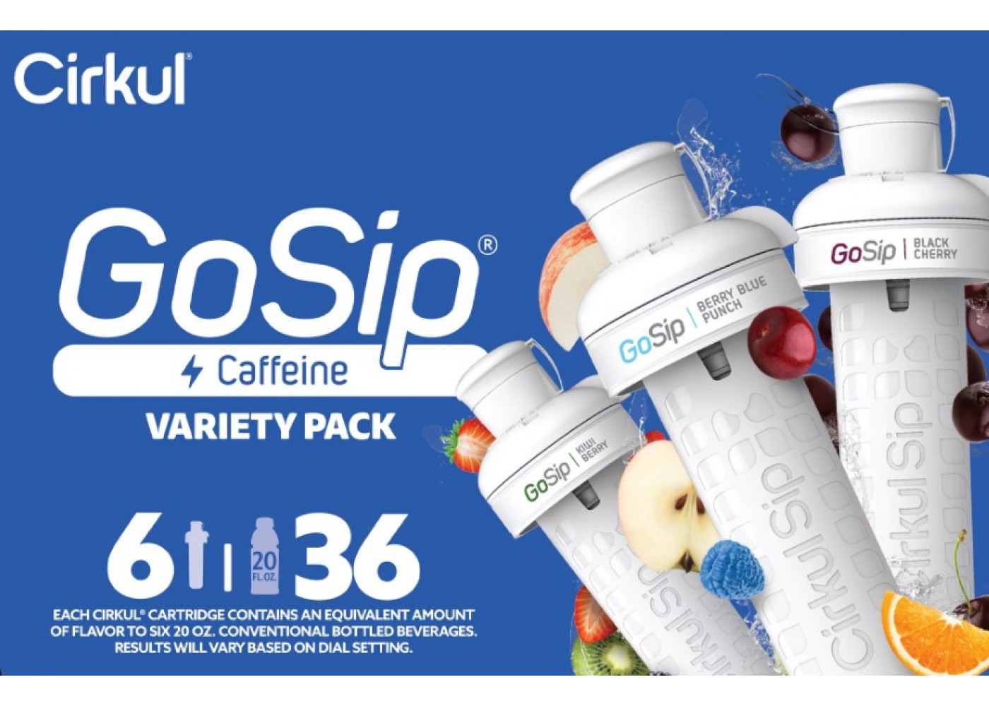 Картридж Cirkul 6 шт Вкус Киви-Ягоды, Ягодный Пунш, Вишня GoSip Flavor Cartridgewith Caffeine Cirkul 41229