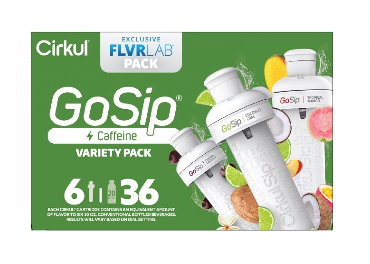Картридж Cirkul 6 шт Смак Вишня Кокос Лайм та Тропічне Манго GoSip Flavor Cartridge with Caffeine Cirkul 41327