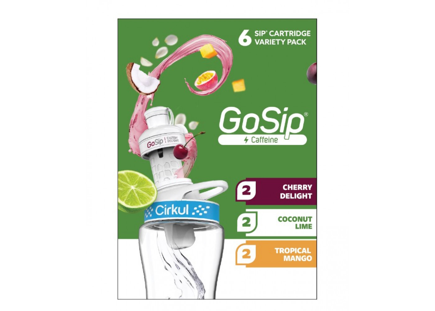 Картридж Cirkul 6 шт Смак Вишня Кокос Лайм та Тропічне Манго GoSip Flavor Cartridge with Caffeine Cirkul 41327