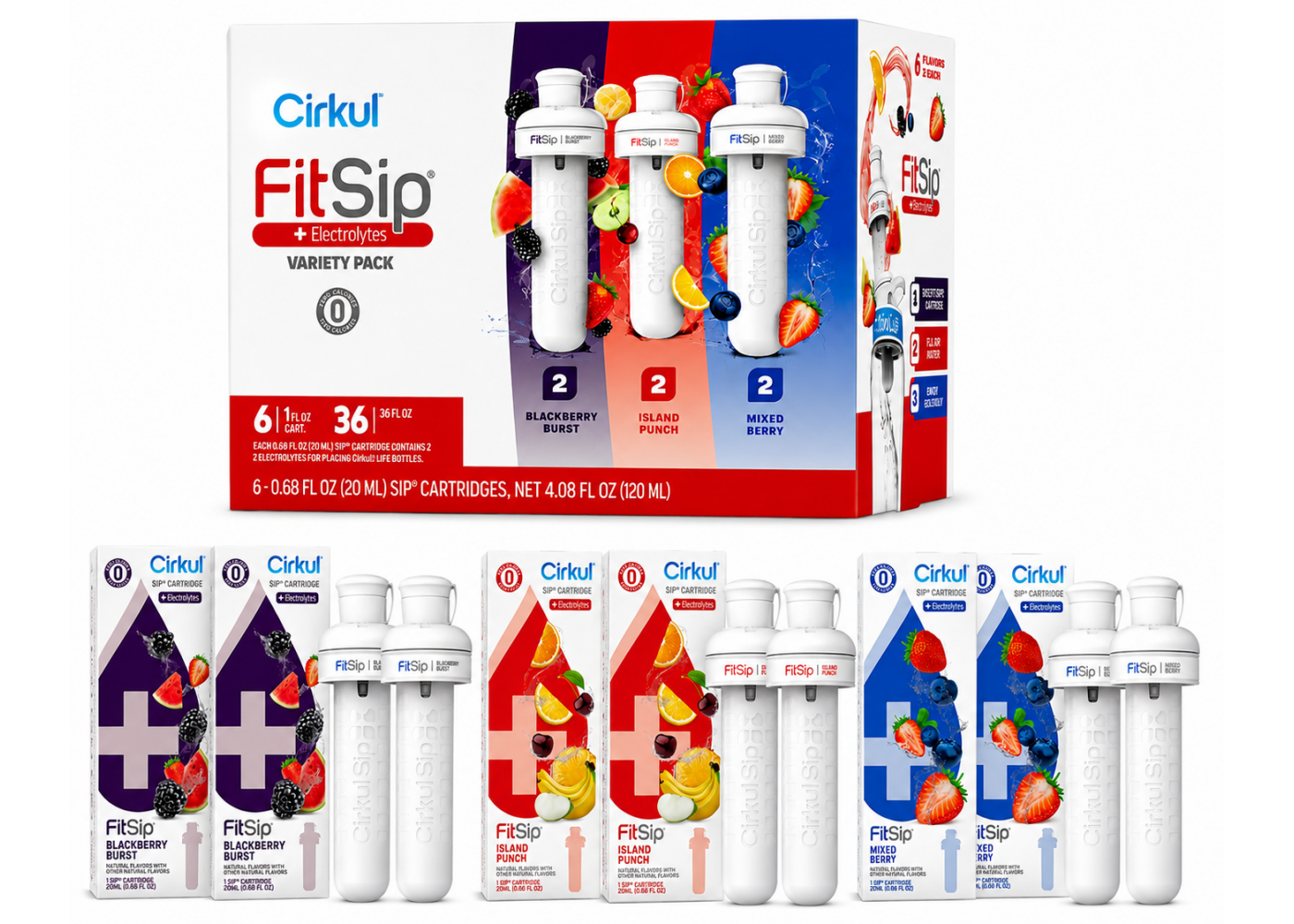 Картридж Cirkul 6 шт зі Смаком Мікса Ягід та Тропічного Пуншу FitSip Cartridge with Electrolytes Cirkul 41373