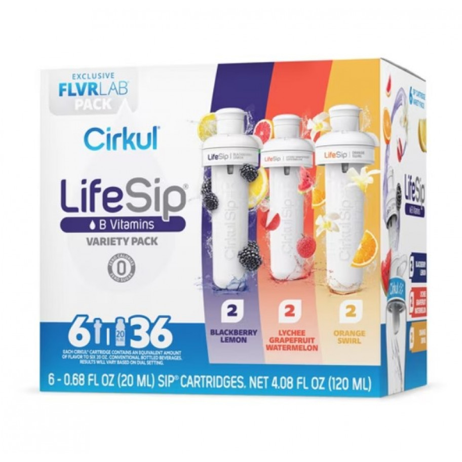 Картридж Cirkul 6 шт со Вкусом Ежевики Личи-Грейпфрут-Арбуза и Апельсина LifeSip B Vitamins Cirkul CRK41228