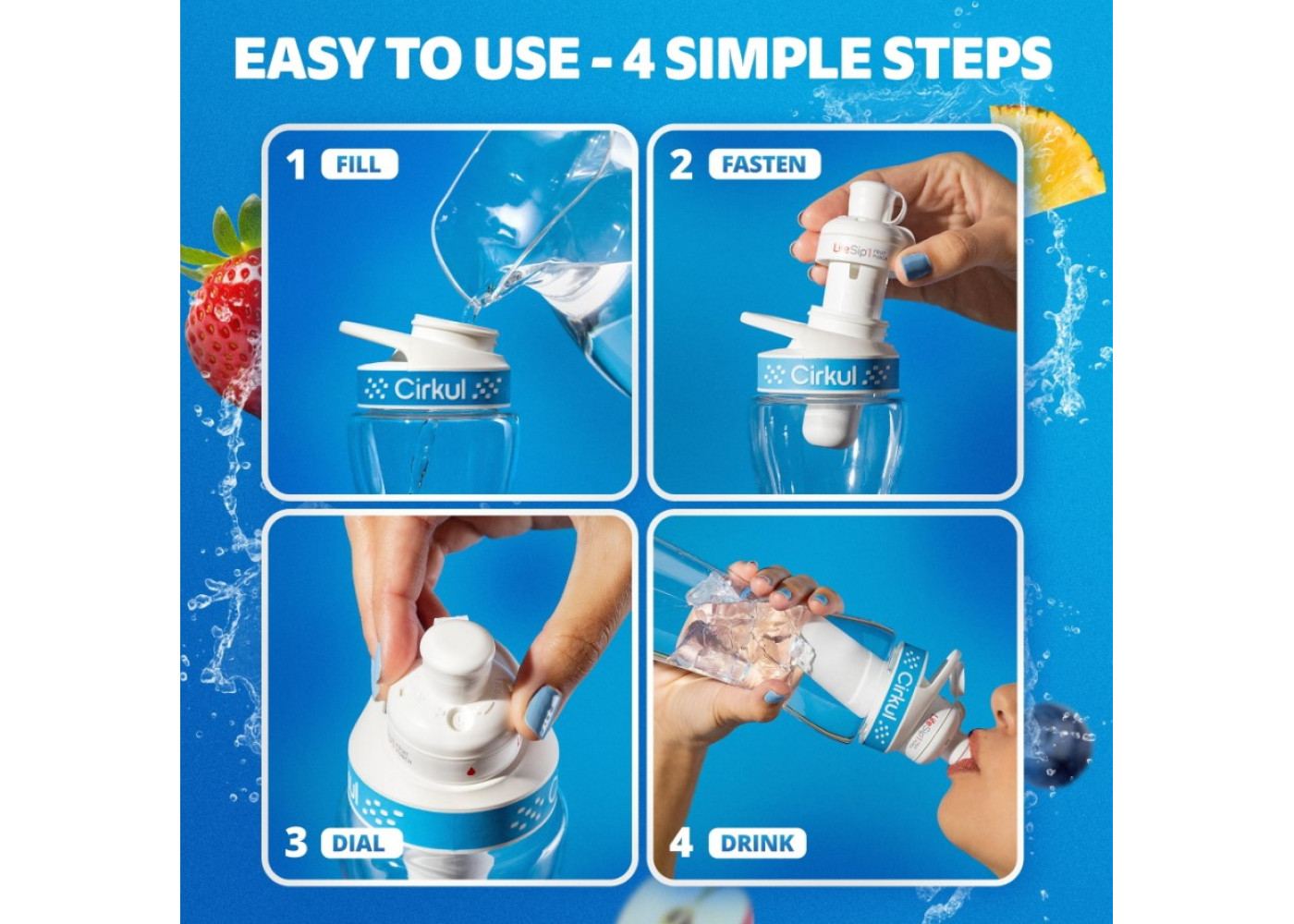 Набір Пляшка Cirkul 650 мл з Чохлом та 6 Картриджів Water Bottle Starter with 6 Flavor Cartridges 20388P