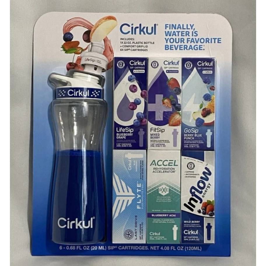 Набір Пляшка Cirkul 650 мл з Чохлом та 6 Картриджів Water Bottle Starter with 6 Flavor Cartridges CRK41273