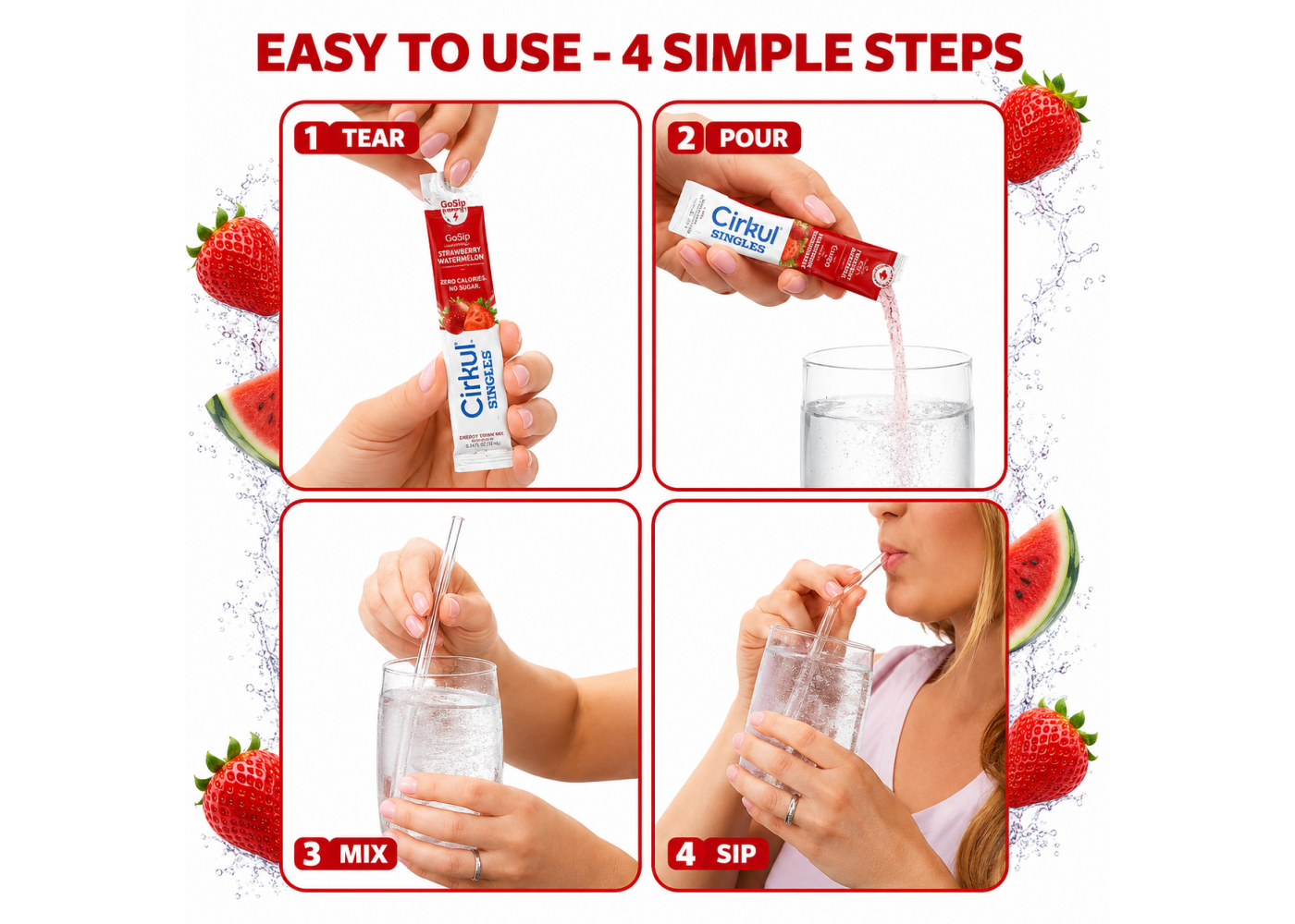 Стик Cirkul со Вкусом Клубника-Арбуз 1 шт GoSip Singles Strawberry Watermelon Flavor Energy Cirkul 41494-3