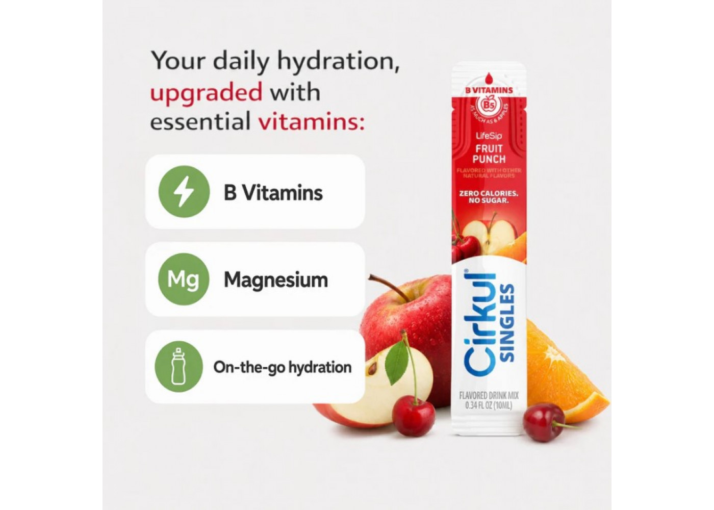 Стик Cirkul со Вкусом Фруктовый Пунш 1 шт LifeSip Fruit Punch Flavor Singles with B Vitamins Cirkul 41492-1
