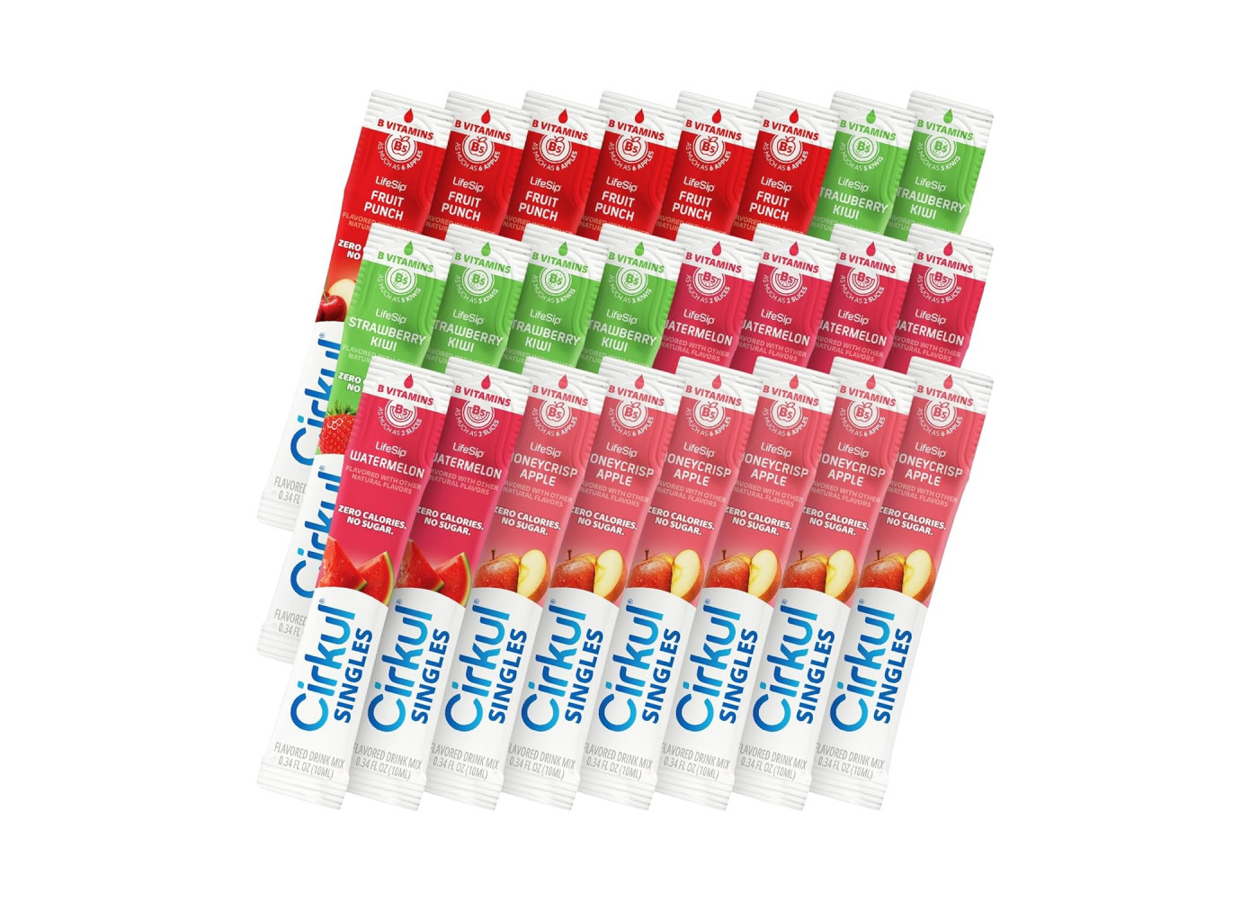 Стики Cirkul 24 шт (Пунш, Клубника-Киви, Яблоко, Арбуз) LifeSip Flavor Singles with B Vitamins Cirkul 41492