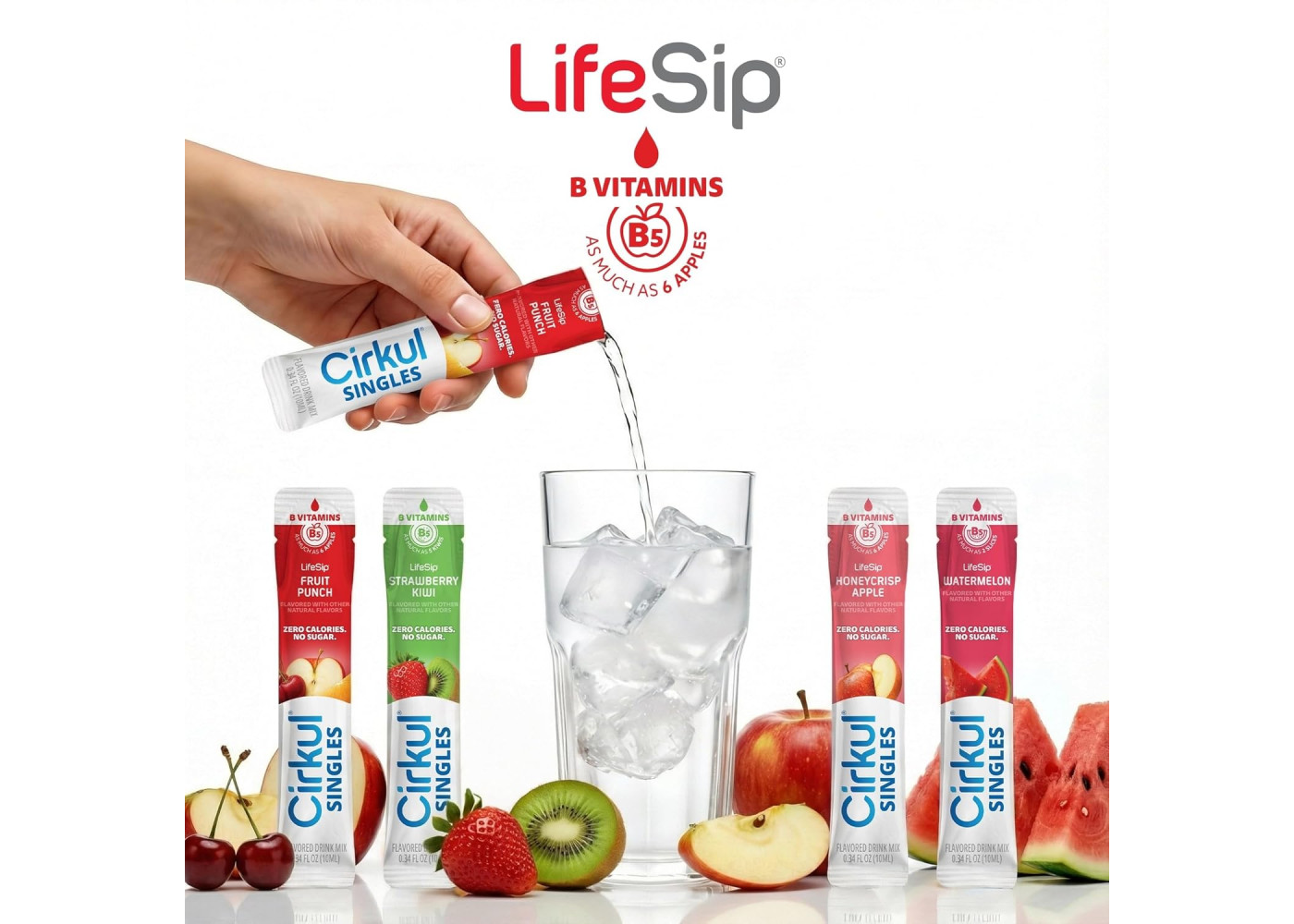 Стики Cirkul 24 шт (Пунш, Клубника-Киви, Яблоко, Арбуз) LifeSip Flavor Singles with B Vitamins Cirkul 41492