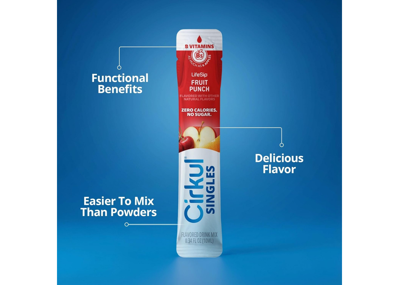 Стики Cirkul 24 шт (Пунш, Клубника-Киви, Яблоко, Арбуз) LifeSip Flavor Singles with B Vitamins Cirkul 41492