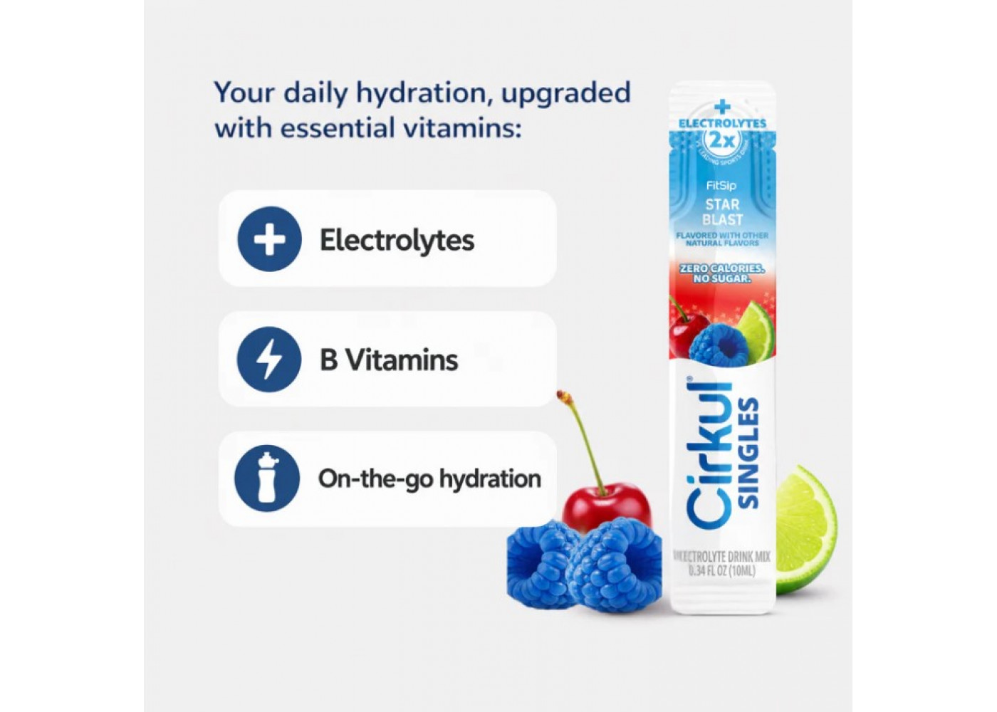 Стик Cirkul со Вкусом Малина-Вишня-Лайм 1 шт FitSip Star Blast Flavor Singles Electrolyte Cirkul 41493-3