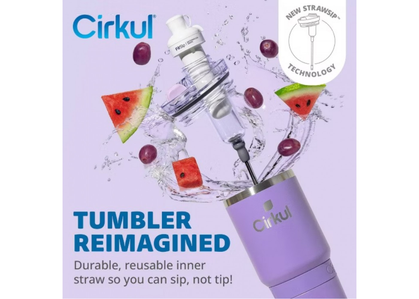 Термокружка Cirkul Аметист Нержавеющая Сталь 700 мл On-The-Go StrawSip Cirkul 41198