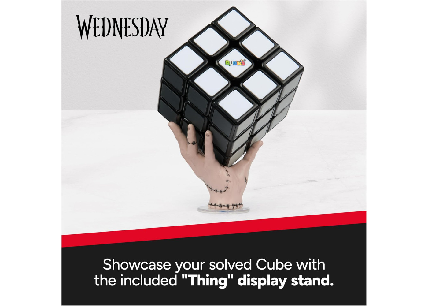 Кубик Рубика Венздей 3x3 Rubik’s Cube Wednesday Greyscale with Display Stand Thing Spin Master 6070863