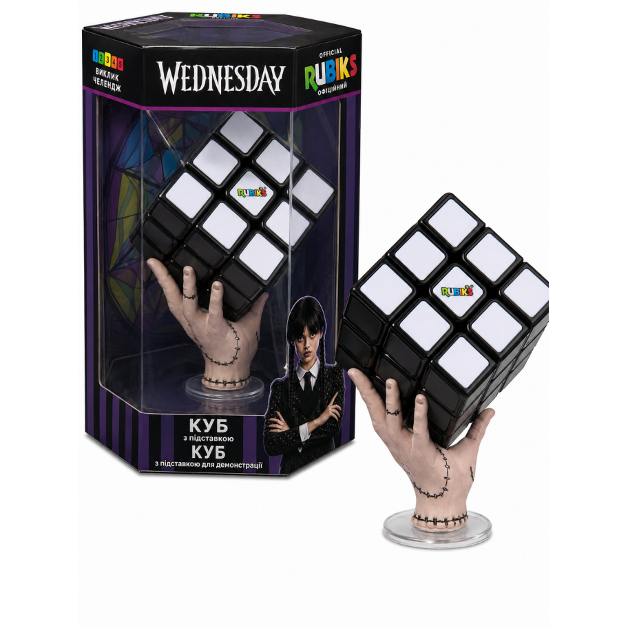 Кубик Рубика Венздей 3x3 Rubik’s Cube Wednesday Greyscale with Display Stand Thing Spin Master 6070863