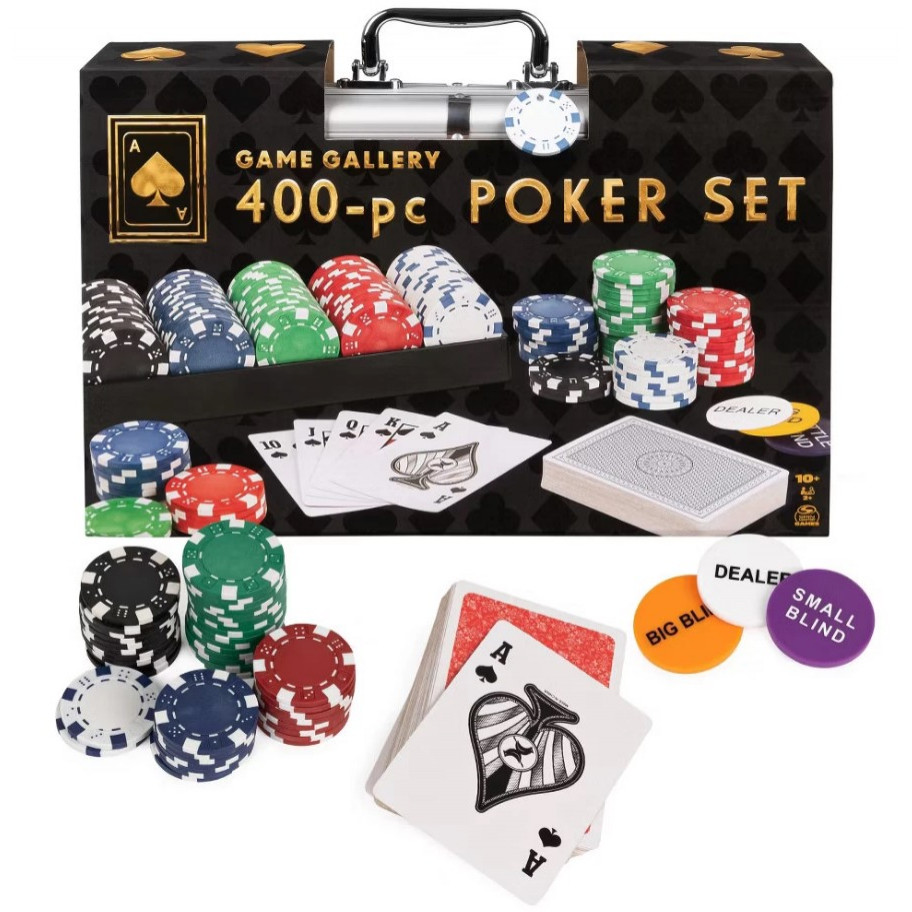 Набір для Покеру 400 Фішок з Металевим Кейсом Professional Poker Set Game Gallery Spin Master 6069178