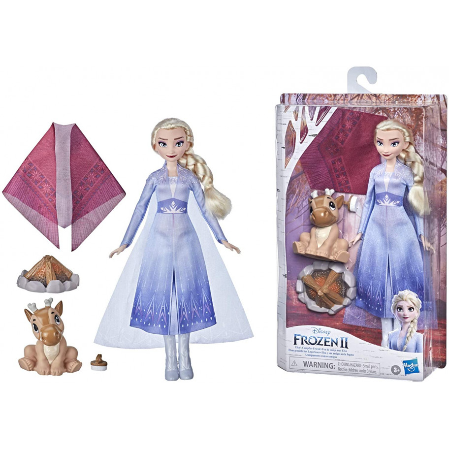 Кукла Эльза 28 см с Оленем у костра Frozen 2 Elsa and Baby Reindeer campfire Hasbro F1561
