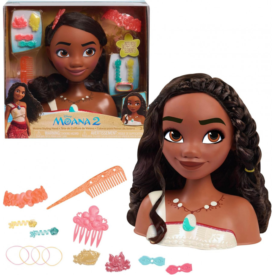 Лялька Моана Набір Перукаря з аксесуарами Disney Princess Moana 2 Styling Head Just Play 87173