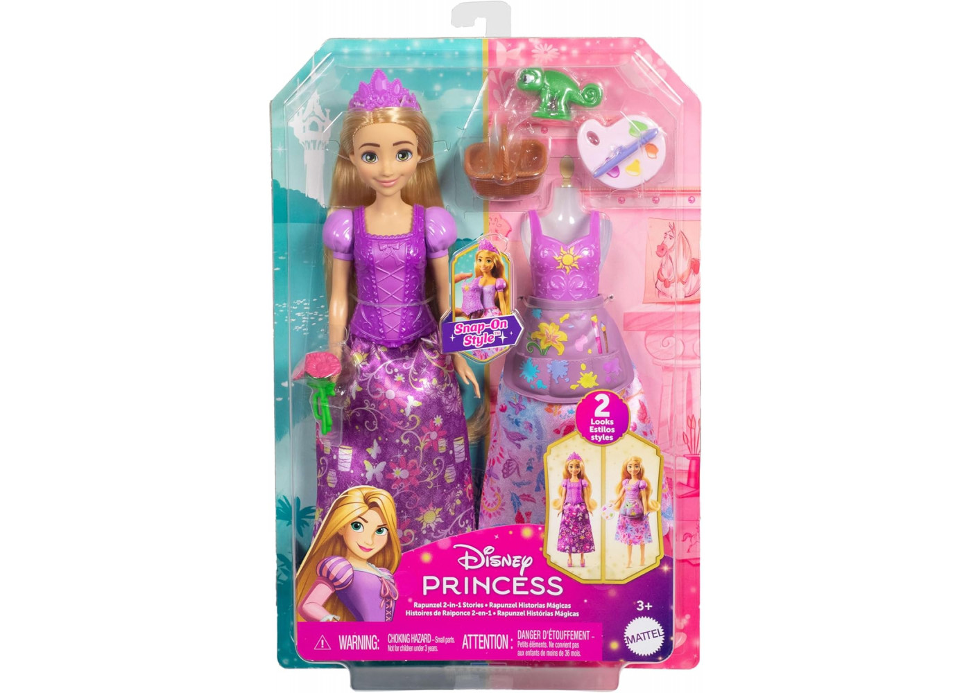 Кукла Рапунцель Принцесса Дисней  2 в 1 з Аксесуарами Disney Princess Rapunzel Mattel JBG09