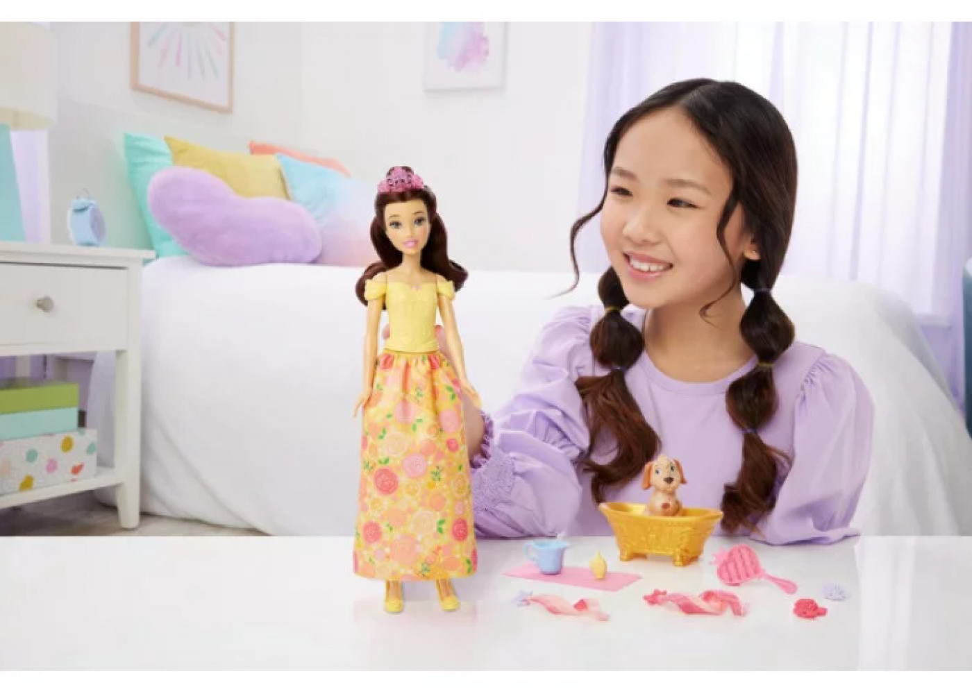 Кукла (Примята коробка) Белль и собачка Принцесса Диснея Disney Princess Belle Mattel BJFC42