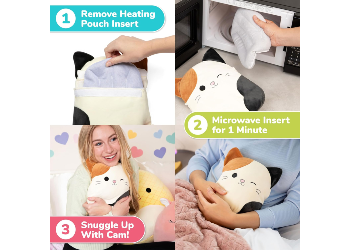 М'яка Плюшева Іграшка-Грілка Сквішмеллоус Котик Кем Squishmallows Cam the Cat Heating Pad Kelly Toy SMC514