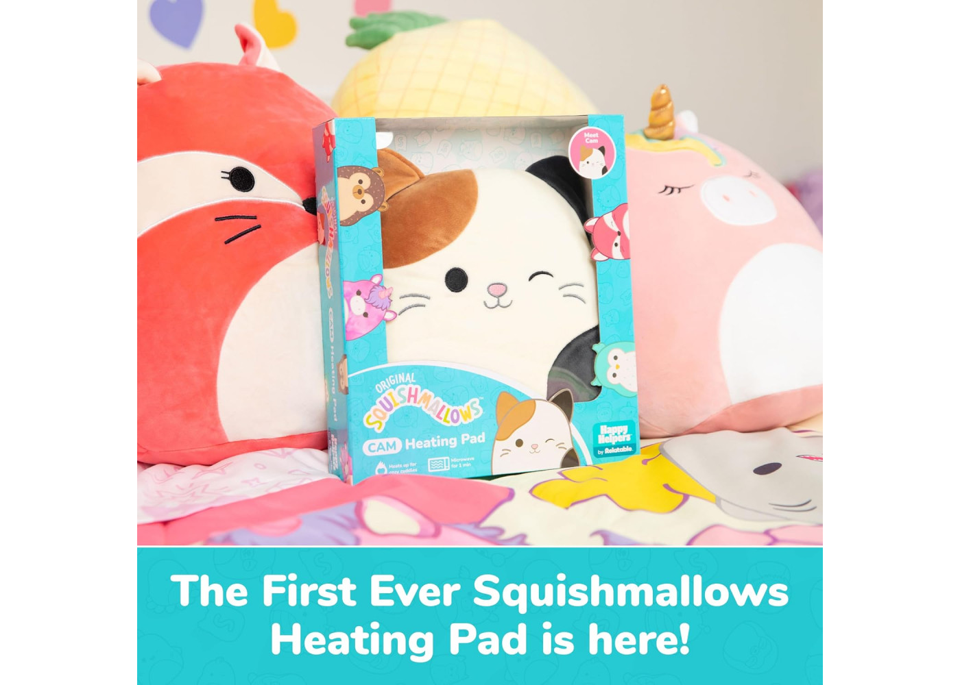М'яка Плюшева Іграшка-Грілка Сквішмеллоус Котик Кем Squishmallows Cam the Cat Heating Pad Kelly Toy SMC514