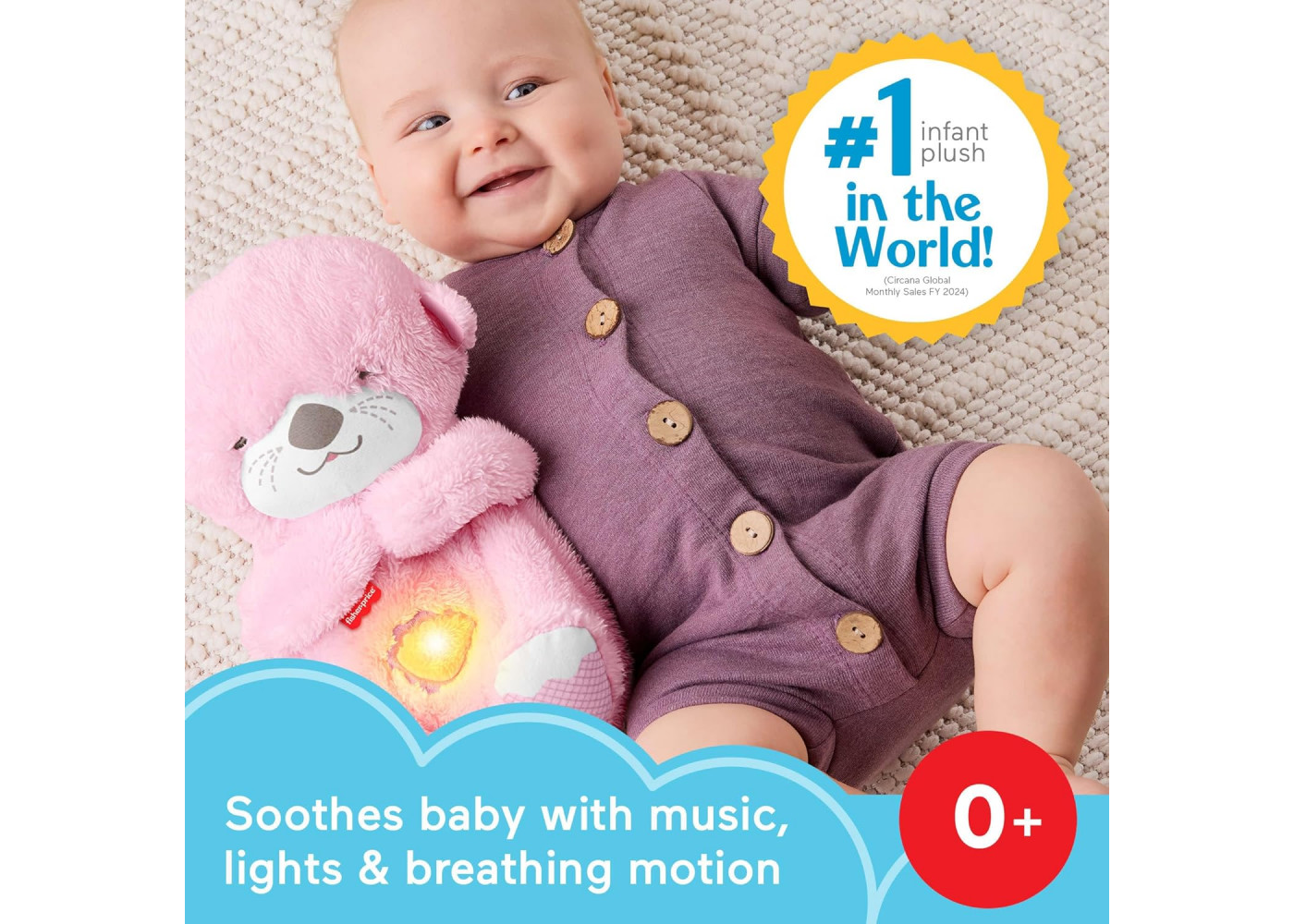Мягкая Игрушка-Ночник Сказочные Сны Розового Выдренка Soothe‘n Snuggle Otter Fisher-Price JLJ33