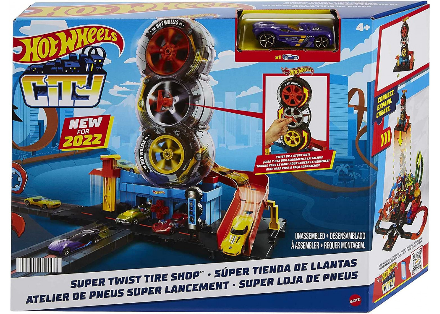 Трек Хот Вилс Трюки на Шиномонтаже Hot Wheels City Super Twist Tire Shop Mattel HDP02