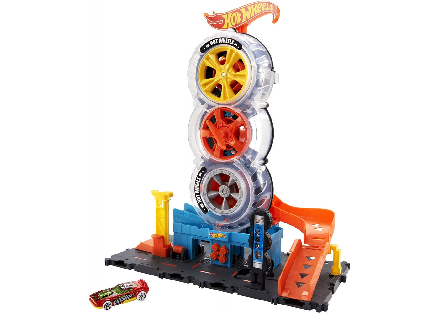 Трек Хот Вилс Трюки на Шиномонтаже Hot Wheels City Super Twist Tire Shop Mattel HDP02