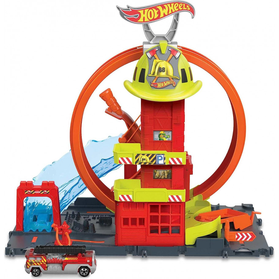 Трек Хот Вілс Пожежна Станція Hot Wheels City Super Loop Fire Station Mattel HKX41