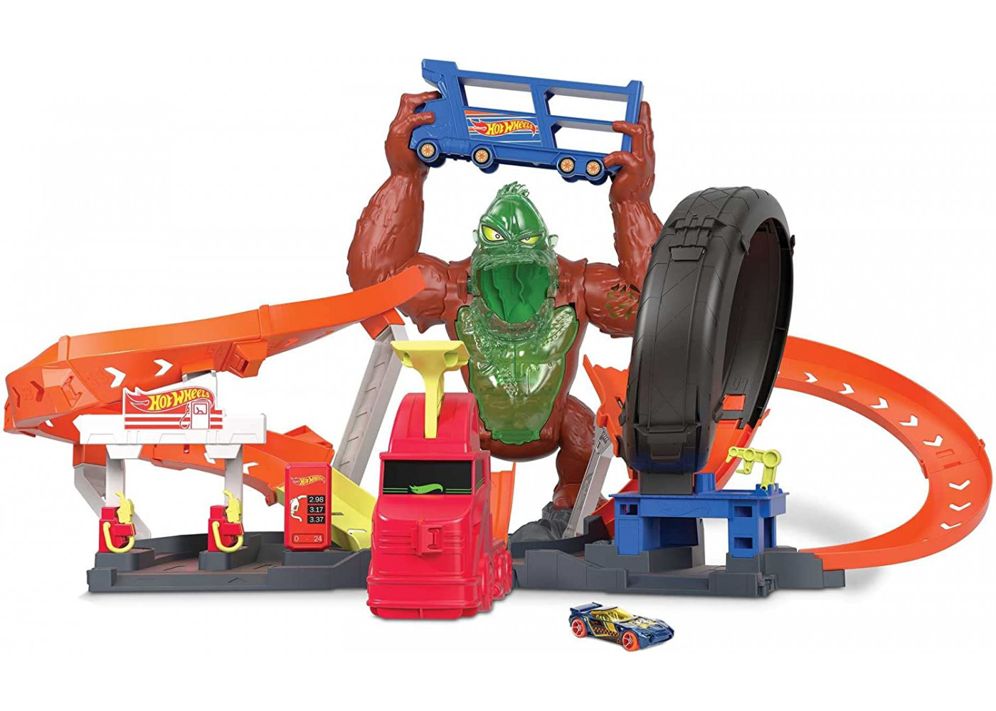 Трек Хот Вилс Атака Токсичной Гориллы на Заправку Hot Wheels Toxic Gorilla Slam Gas Station Mattel HBY95