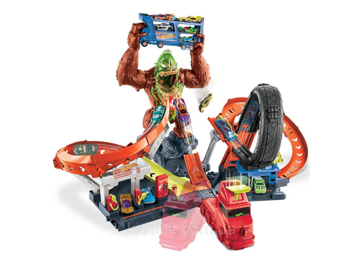 Трек Хот Вилс Атака Токсичной Гориллы на Заправку Hot Wheels Toxic Gorilla Slam Gas Station Mattel HBY95