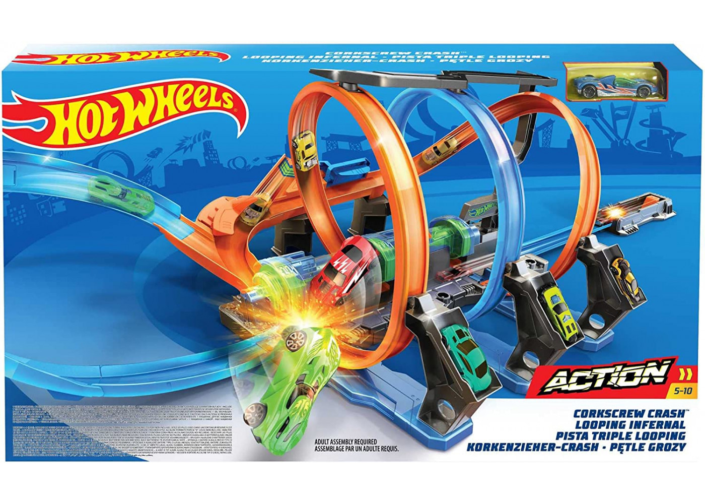 Трек Хот Вилс (Примята Коробка) Скоростной Штопор Hot Wheels Corkscrew Crash Mattel BFTB65-1