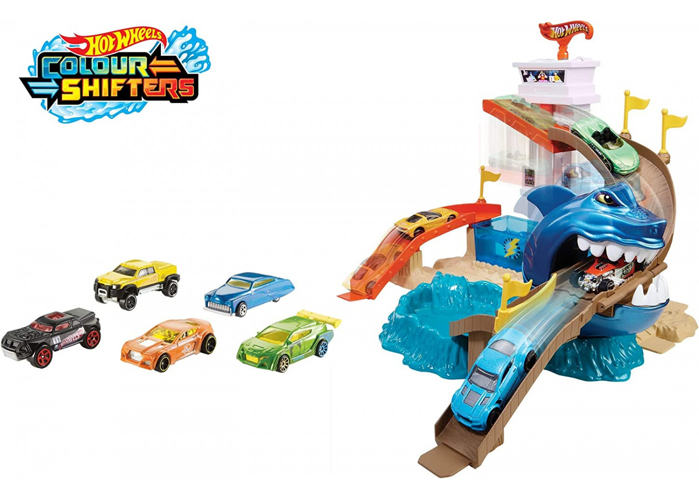 Трек Хот Вилс Измени Цвет охота на Акулу Hot Wheels Color Shifters Sharkport Showdown Mattel BGK04
