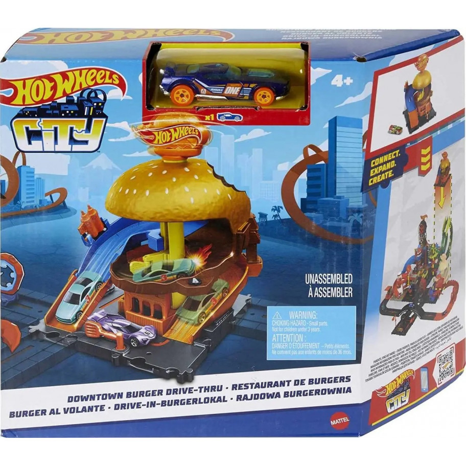 Трек Хот Вілс (Розкритий) Сіти Автокафе Бургер Hot Wheels City Burger Drive-Thru Mattel BHDR26