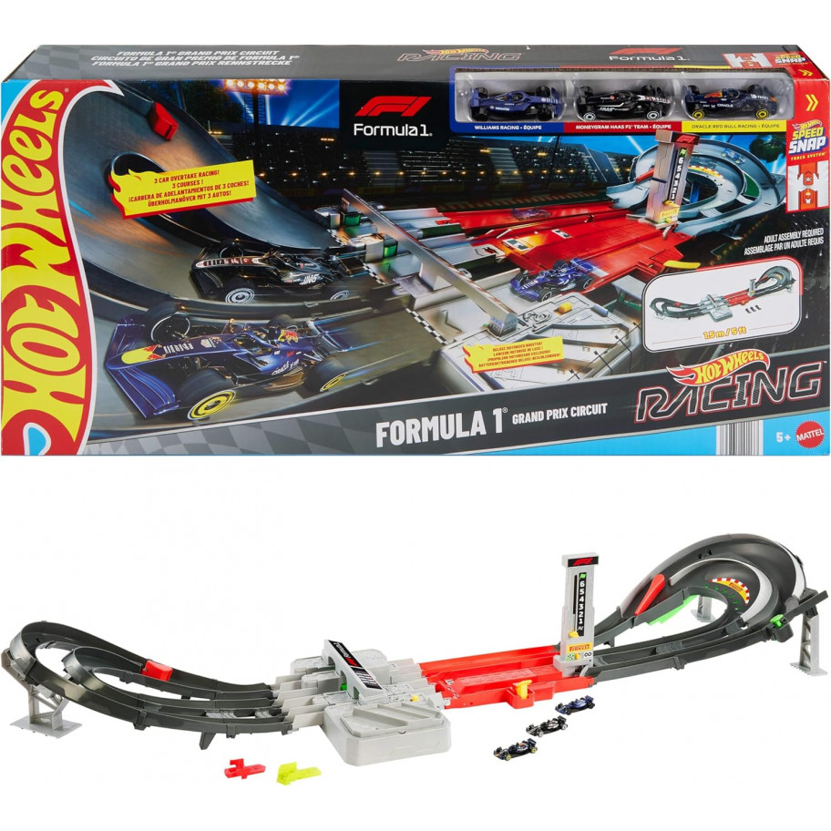 Трек Хот Вілс Формула 1 та 3 машинки (Уцінка) Hot Wheels Formula 1 Grand Prix Circuit Track Mattel BJDY16