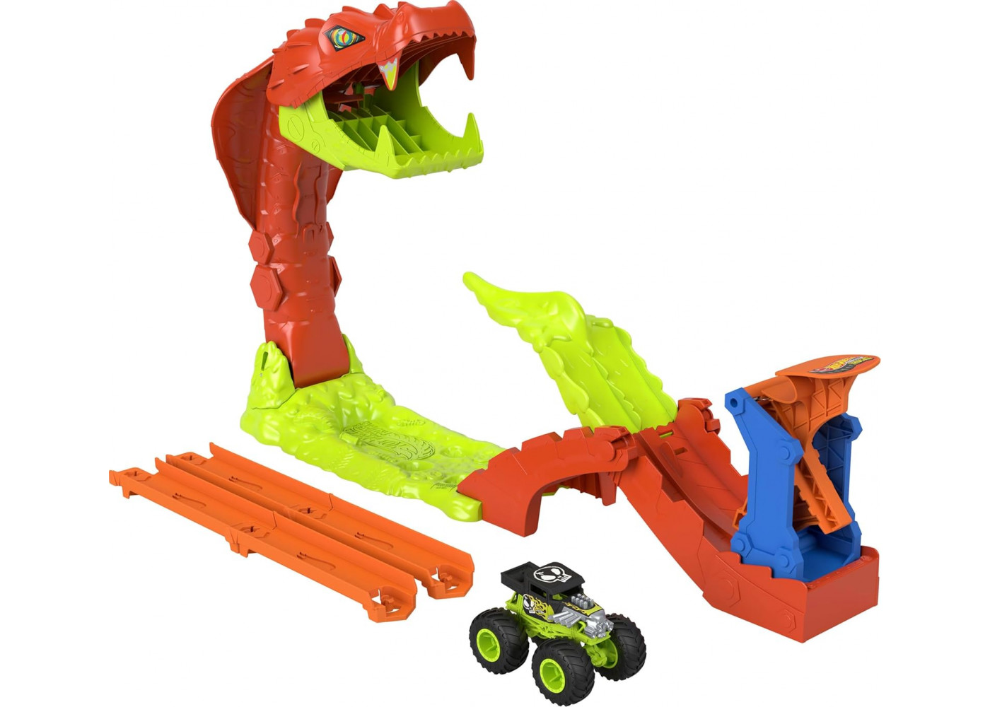 Трек Хот Вилс Удар Змеи с Монстер Траком Bone Shaker 1:64 Hot Wheels Snake Slam Takedown Mattel JJN44