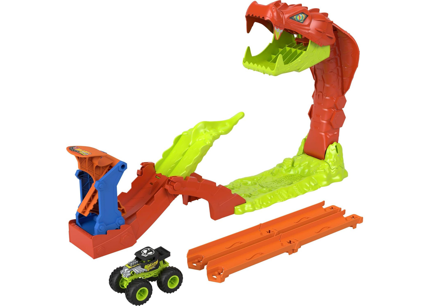 Трек Хот Вилс Удар Змеи с Монстер Траком Bone Shaker 1:64 Hot Wheels Snake Slam Takedown Mattel JJN44